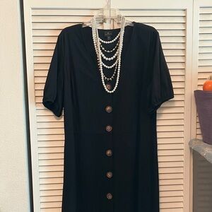 Worthington Black Midi Dress with Button Detail